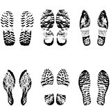 Collection  imprint soles shoes  black  silhouette. Vector illustration
