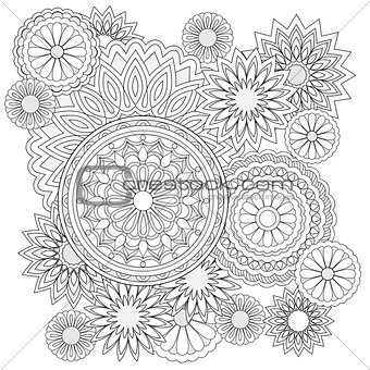 background with  flowers and mandalas