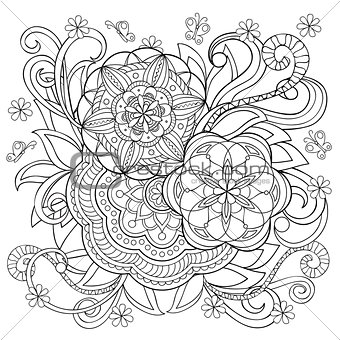 doodle flower and mandalas