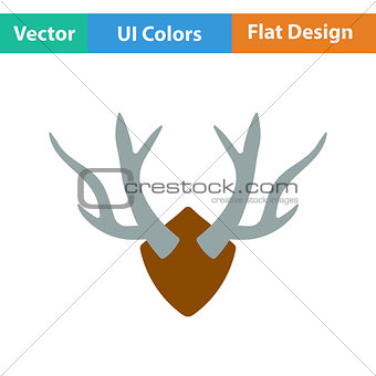 Flat design icon of deer's antlers  