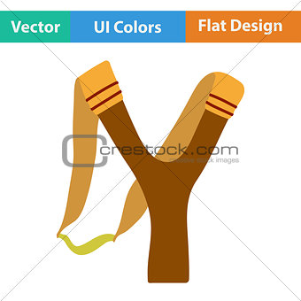 Flat design icon of hunting  slingshot