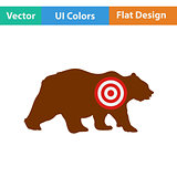Flat design icon of bear silhouette with target