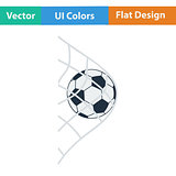 Flat design icon of football ball in gate net