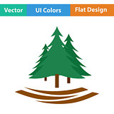 Flat design icon of fir forest 