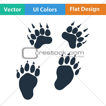 Flat design icon of bear trails 