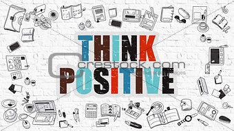 Think Positive Concept with Doodle Design Icons.
