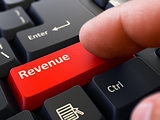 Revenue Concept. Person Click Keyboard Button.