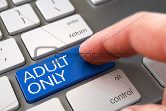Hand Touching Adult Only Button.