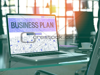 Business Plan Concept on Laptop Screen.