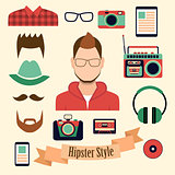 Hipster style with a hipster elements and icons