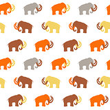 Seamless Pattern with Mammoth silhouettes