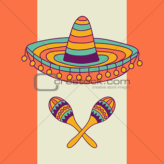 Mexican design with sombrero and cactus
