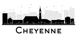 Cheyenne City skyline black and white silhouette.