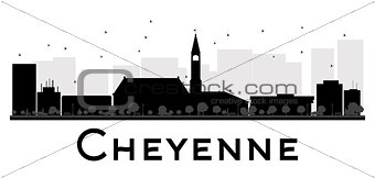 Cheyenne City skyline black and white silhouette.