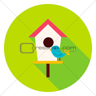 Birdhouse with Bird Circle Icon