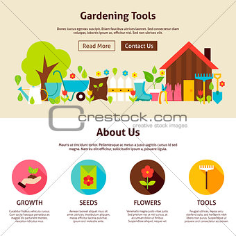 Gardening Tools Flat Web Design Template