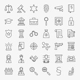 Law and Justice Line Art Design Icons Big Set