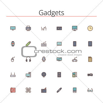 Gadgets Colored Line Icons