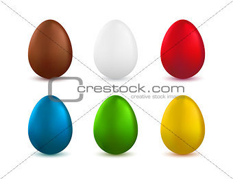 Set of realistic easter eggs isolated on white