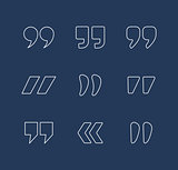 Quote marks outline vector icons 