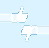 Thumbs up and thumbs down line icons