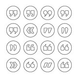 Quote marks outline circle vector icons 