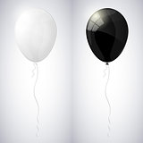 White and black shiny glossy balloons. Vector illustration.