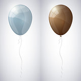 Blue-gray and brown shiny glossy balloons. Vector illustration.