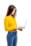 Girl working with a laptop