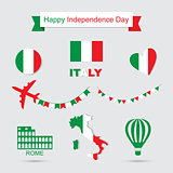 Italy flag, banner and icon patterns set illustration