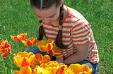 Girl with tulips
