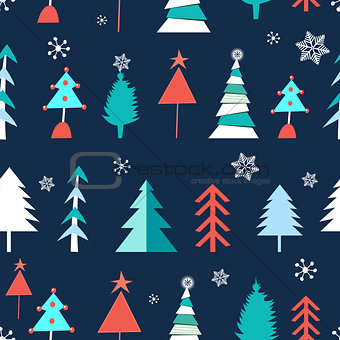 Seamless winter pattern of Christmas trees