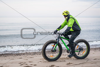 Young man on fat bike