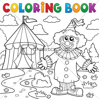 Coloring book clown near circus theme 6
