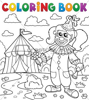 Coloring book clown near circus theme 7