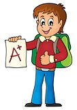 School boy with A plus grade theme 1