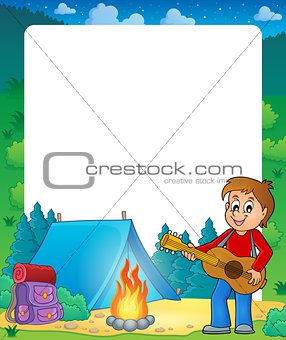 Summer frame with boy guitar player