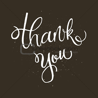 Hand written vector lettering phrase Thank you.