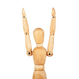 Wooden dummy with raised hands