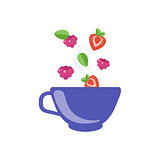Red Fruit Tea In Blue Cup