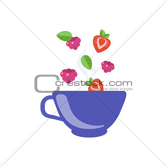 Red Fruit Tea In Blue Cup