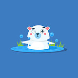 Bathing In Ice-hole Polar Bear