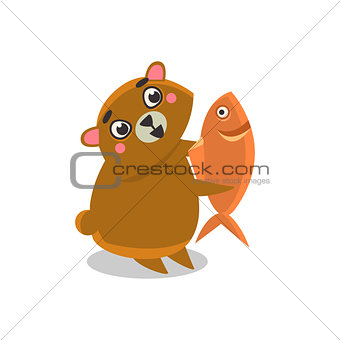 Brown Bear Holding Fish