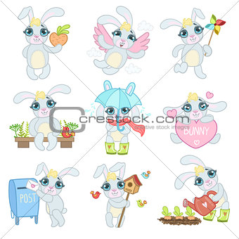 Adorable Bunny Illustrations Set