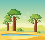 Oasis With Baobabs