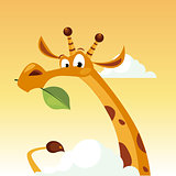 Giraffe Character Holding A Leaf