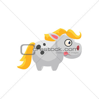 White Horse Simplified Cute Illustration