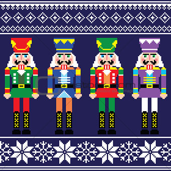 Christmas jumper or sweater seamless pattern with nutcrackers