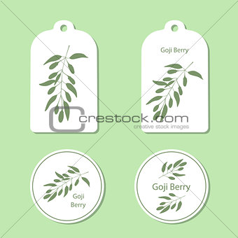 Silhouette of Goji berries with leaves