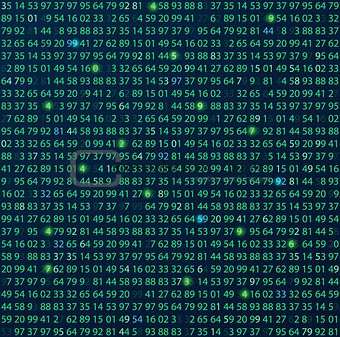 Template coding and programming theme. Green - cyan numbers rows. Vector tiled eps abstract illustration.